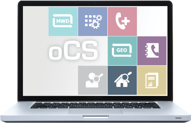 Laptop mit den verschiedenen Icons der oCS Module